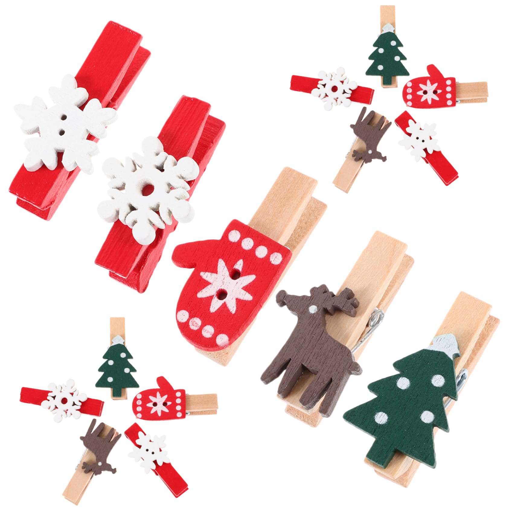 SOIMISS 625stücke Weihnachts Holzklammern Xmas Foto Clips Für Dekoration Kunsthandwerk Und Erinnerungen Schneeflocken Handschuhe Weihnachtsbaum Und Designs Für Festlichkeiten Und Partys