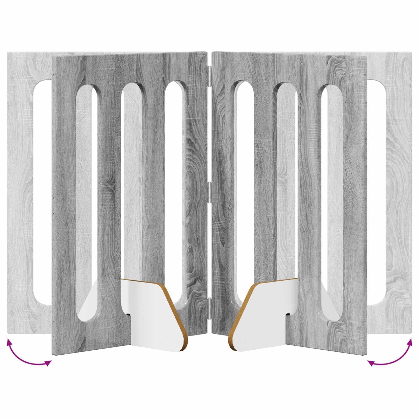 Valla plegable para mascotas de madera Sonoma gris 100,5 x 38 x 70 cm, 2 piezas con paneles plegables flexibles para interior, seguridad y protección de perros cachorros