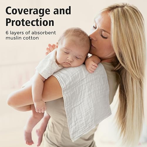 Miniatura 4 de Maliton Paños de muselina para bebé, paquete de 4 paños para eructos súper suaves y grandes de 20 x 10 pulgadas, 100% algodón, absorbentes de 6