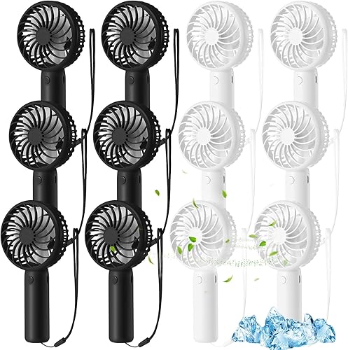 Miniatura 41 de 6 piezas Mini Ventilador de Mano Potente 3 velocidades Ventilador Personal Pequeño Portátil Recargable con Base USB para Mujeres Maquillaje de