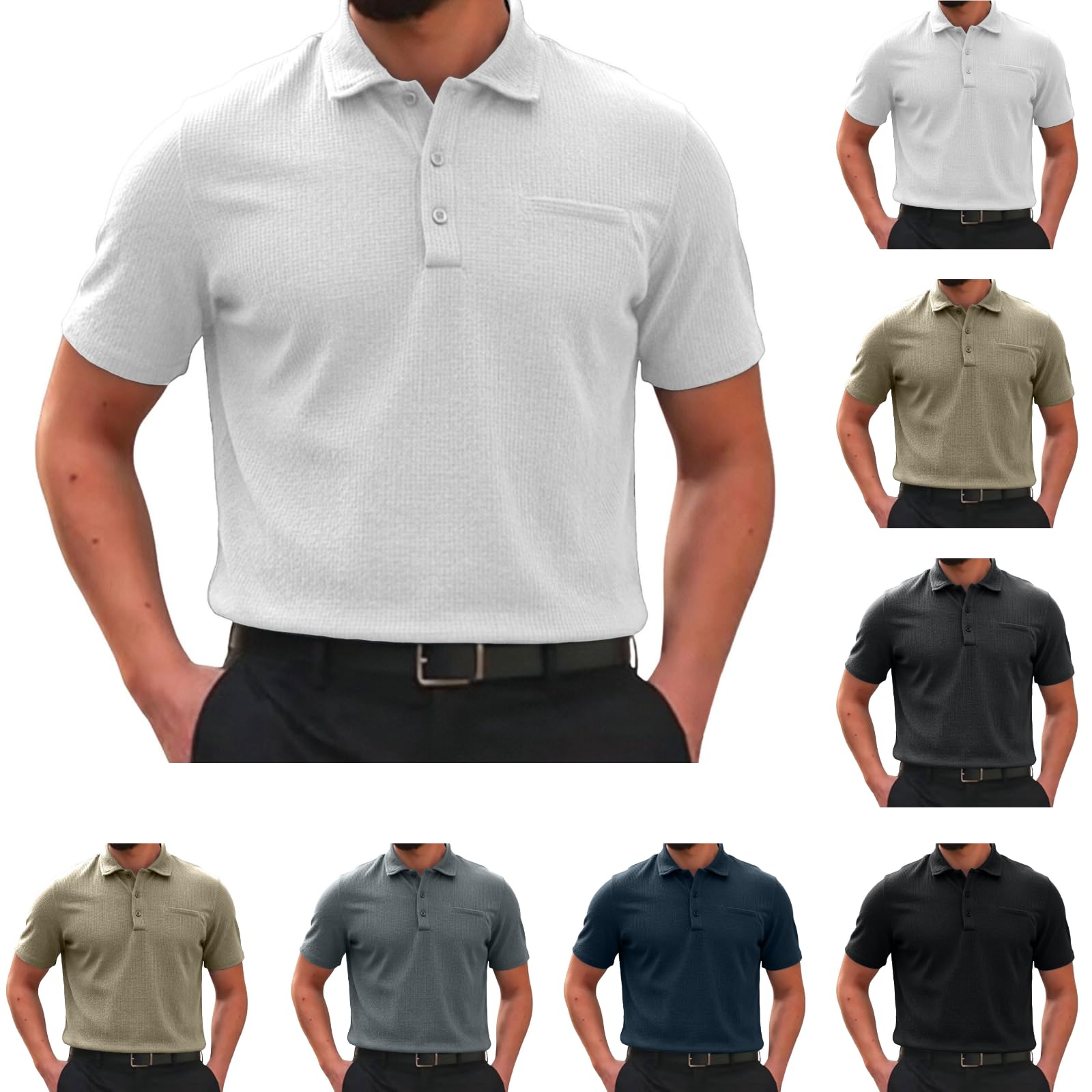 Polo Manga Corta Caballero Camisa Verano Hombre Holgado elastizado Secado rapido Tejido Texturizado Transpirable Golf Diario Uso Cotidiano Padre Regalo