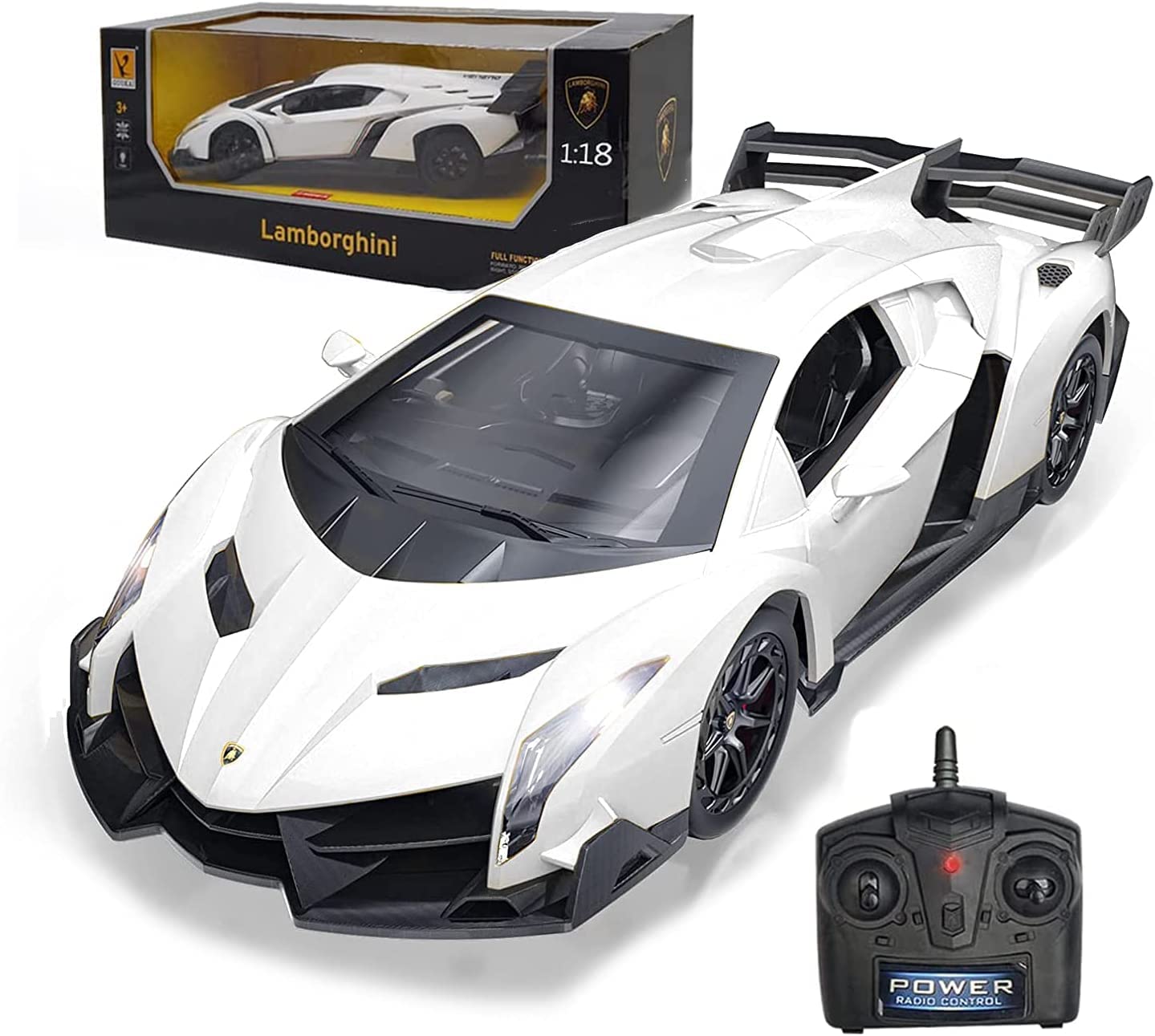 LAFALARemote Control Car RC Cars Racing Car 1:18 Licensed Toy RC Car Compatible with Lamborghini Model Vehicle for Boys 6,7,8 Years Old,White