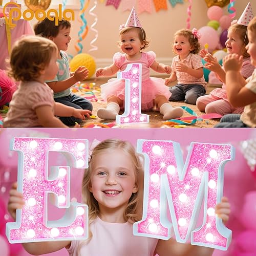 Miniatura 9 de Pooqla Números de marquesina, números iluminados con pilas, números iluminados con purpurina para fiesta de cumpleaños, números LED brillantes para