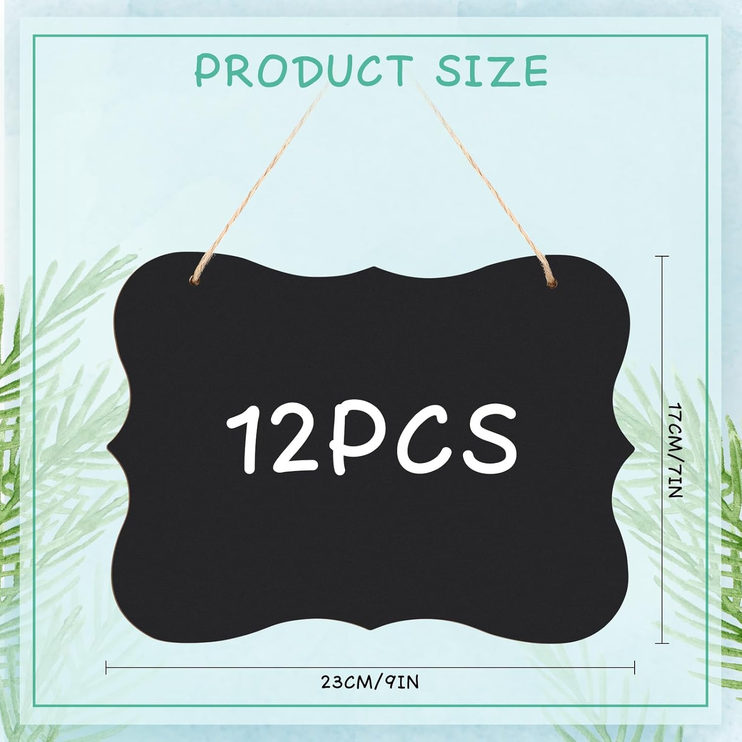Harloon 12 Pack 9"x7" Double Sided Hanging Chalkboard Signs with String, Wood Chalkboard Price Tags, Memo Message Sign Erasable Message Board for Home Weddings Kitchen Party Event Label(Multi Shape)
