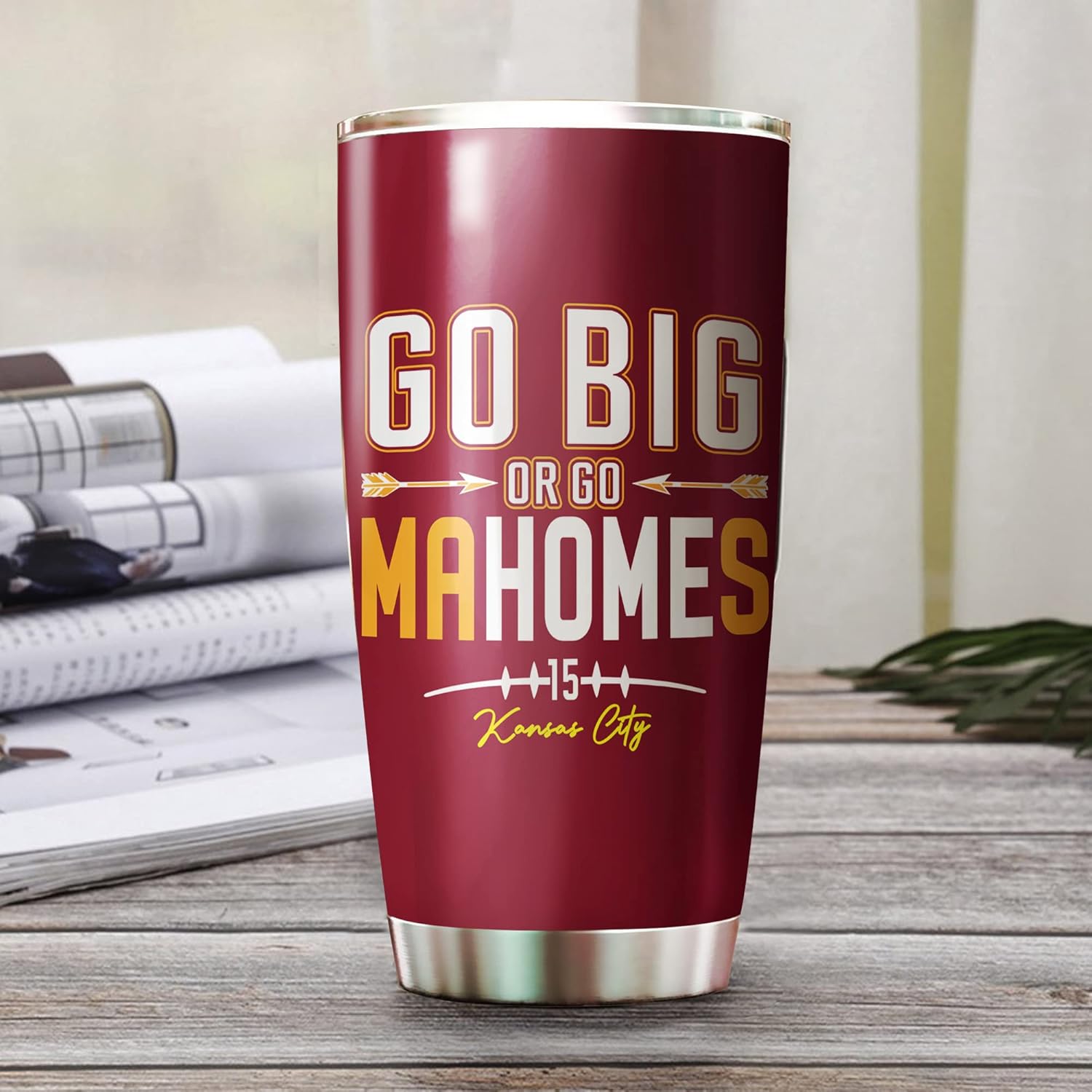Patrick Mahomes II Tumbler - Go Big Or Go Mahomes - Coffee Tea Mug Insulated Tumbler With Lid - Birthday, Christmas, Thanksgiving Day Gifts For Football Fans - 20 Oz| Stainless Steel Mug