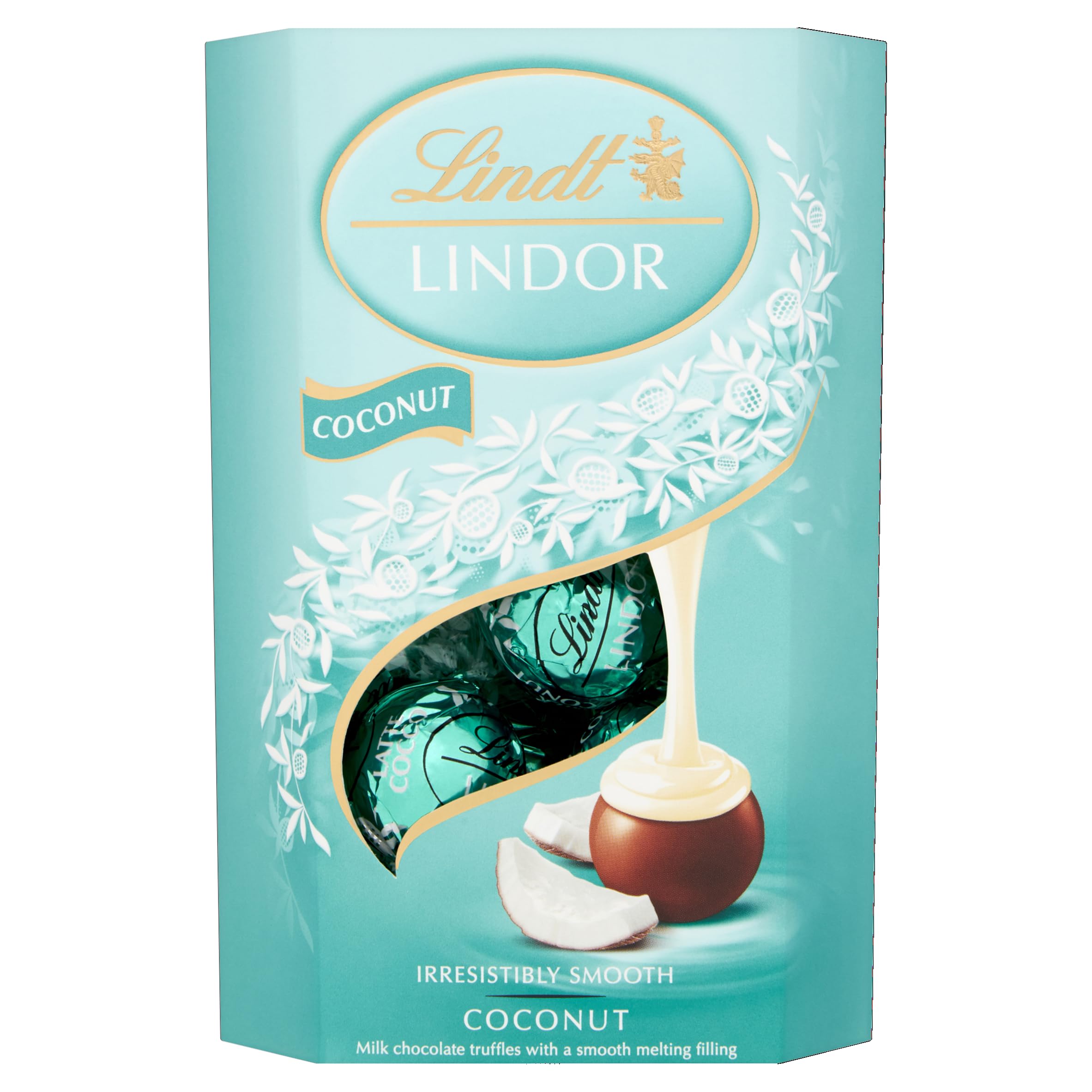 Lindt Lindor Coconut Chocolate Truffles – 200g Box (Approx. 16 Balls) – Smooth Filling – Gift, Birthday, Congratulations Treat