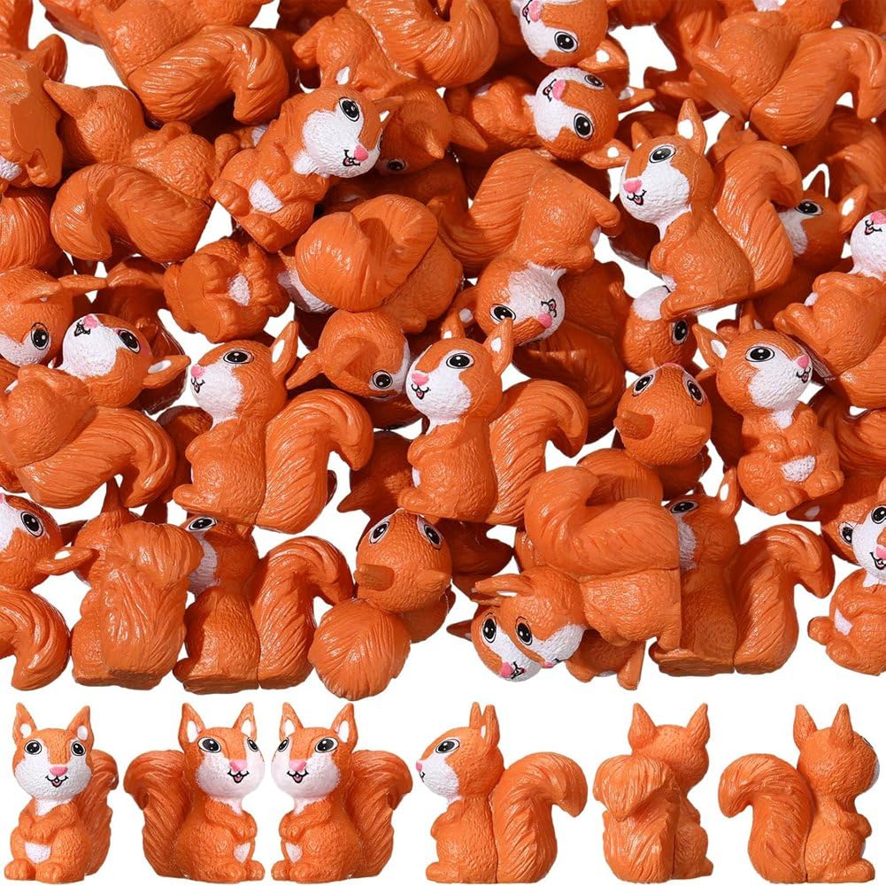 UDSKNV[KSL Mini Squirrel Figures 50 Pcs Tiny for Outdoor Garden Accessories Miniature Animal Figurines for Landscape