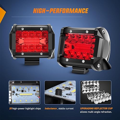 Miniatura 30 de Nilight - 2 luces LED de triple fila de 4 pulgadas, 60W y 6000LM, barra de luz para barcos y vehículos todoterreno con soporte de montaje en capó