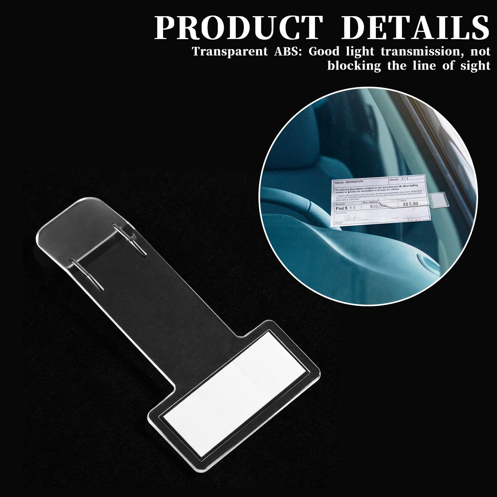 TIESOME 10 piezas de clips para soporte de ticket de aparcamiento, soportes transparentes para parabrisas autoadhesivos, clip para tickets para coches, caravanas, camiones
