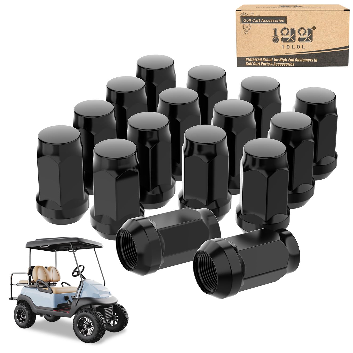 10L0L Golf Cart Wheel Lug Nuts for EZGO Club Car, 1/2