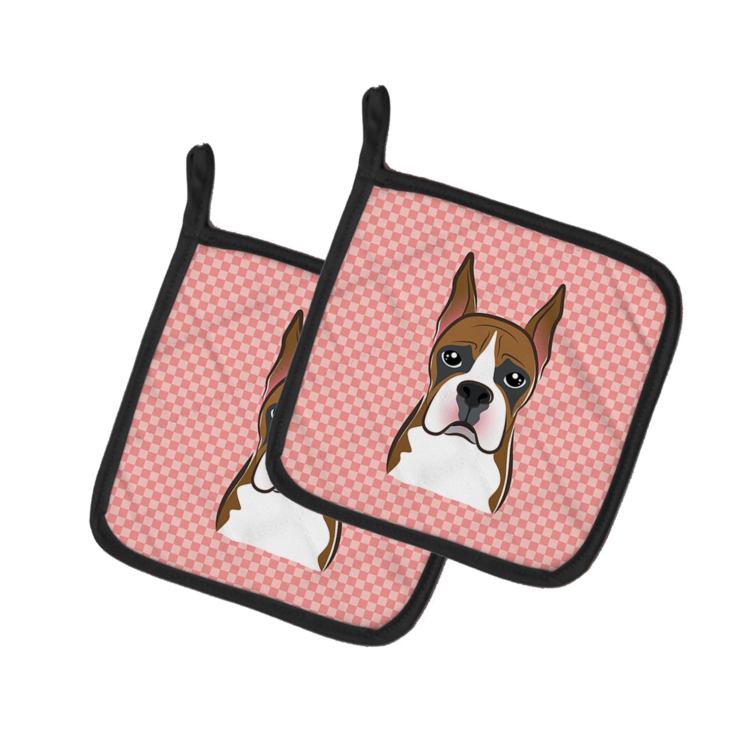 Caroline's Treasures Par de agarradores para ollas BB1223PTHD, diseño de Cuadros, Color Rosa