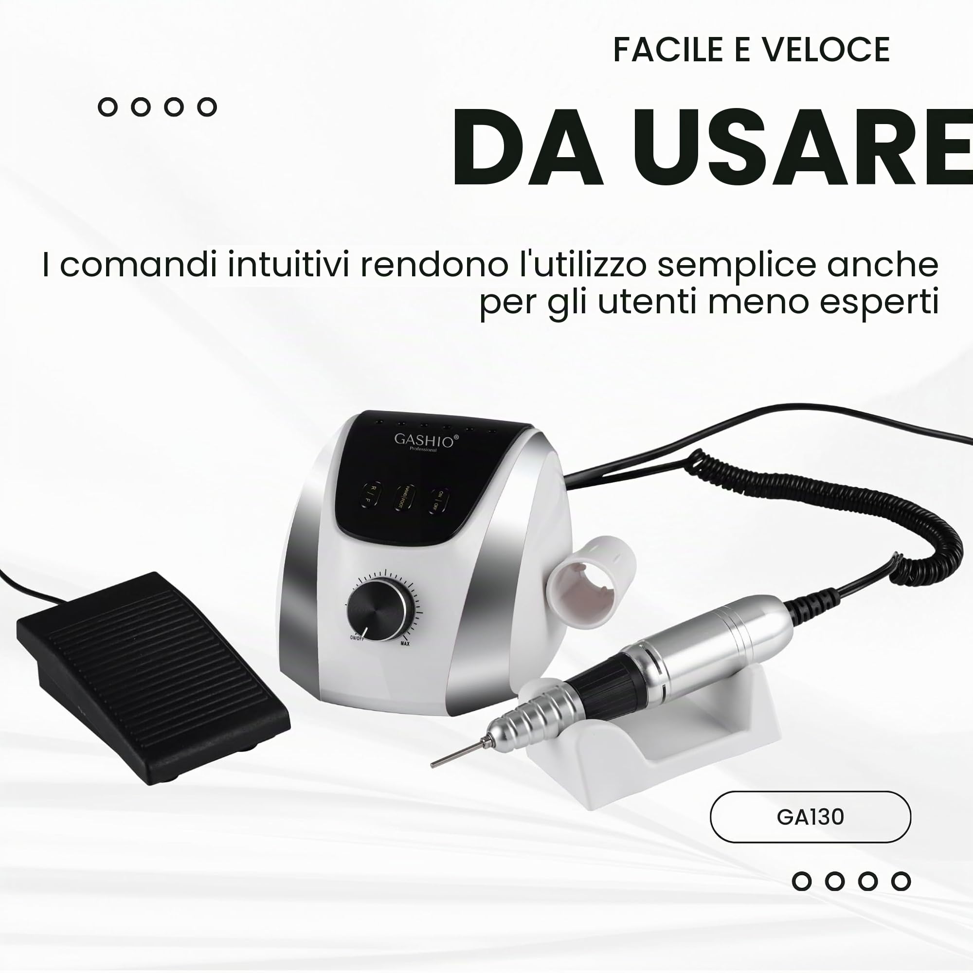 Fresa per unghie in gel | Nail Drill 65 W | Lima elettrica | Manicure Pedicure Set elettrico | Fresa per unghie con cavo | Fresa per unghie con pedale | Macchina per unghie | 35,000 giri/min