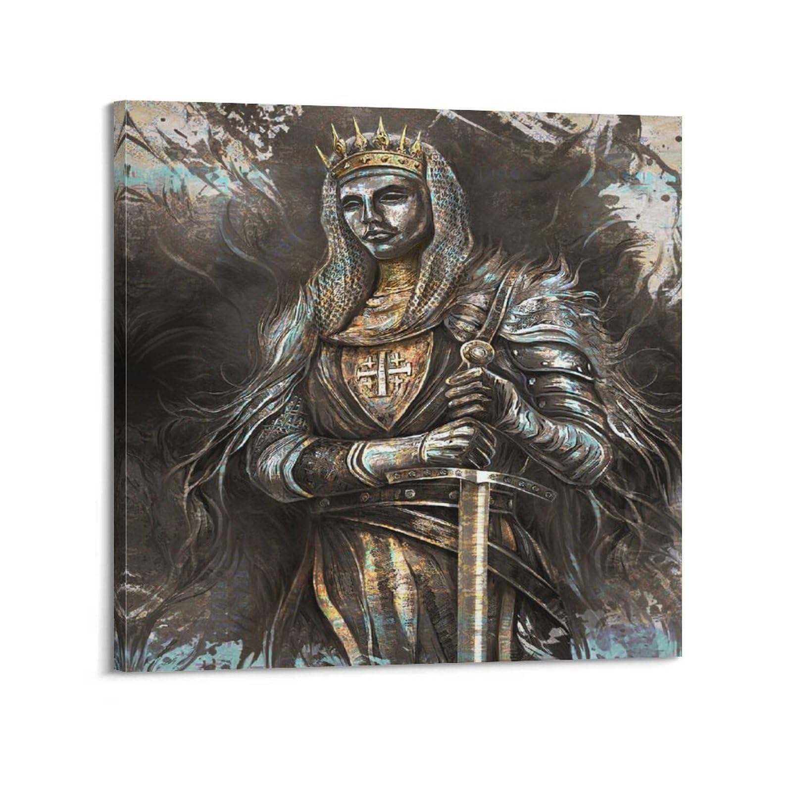 Nohf Frame-Style Medieval King Baldwin Poster Wall Art Print Retro Aesthetic Room Decor 28X28inch(70X70cm)