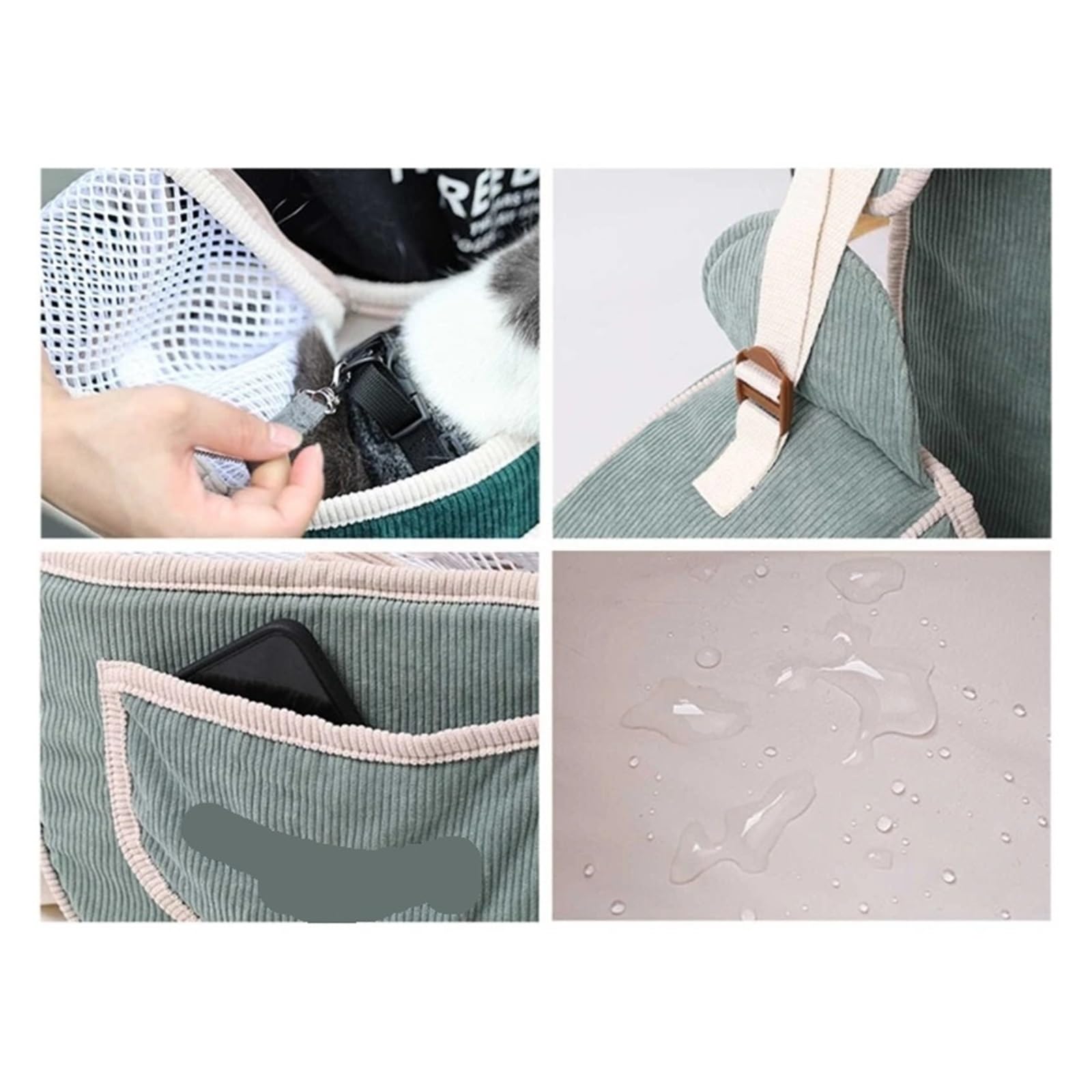 Bandolera para Perro Bolsa de Transporte for Mascotas, Bolsa Plegable portátil y Transpirable, Bolsas for Perros y Gatos, Bolso de Viaje for Gatos domésticos al Aire Libre(Green)