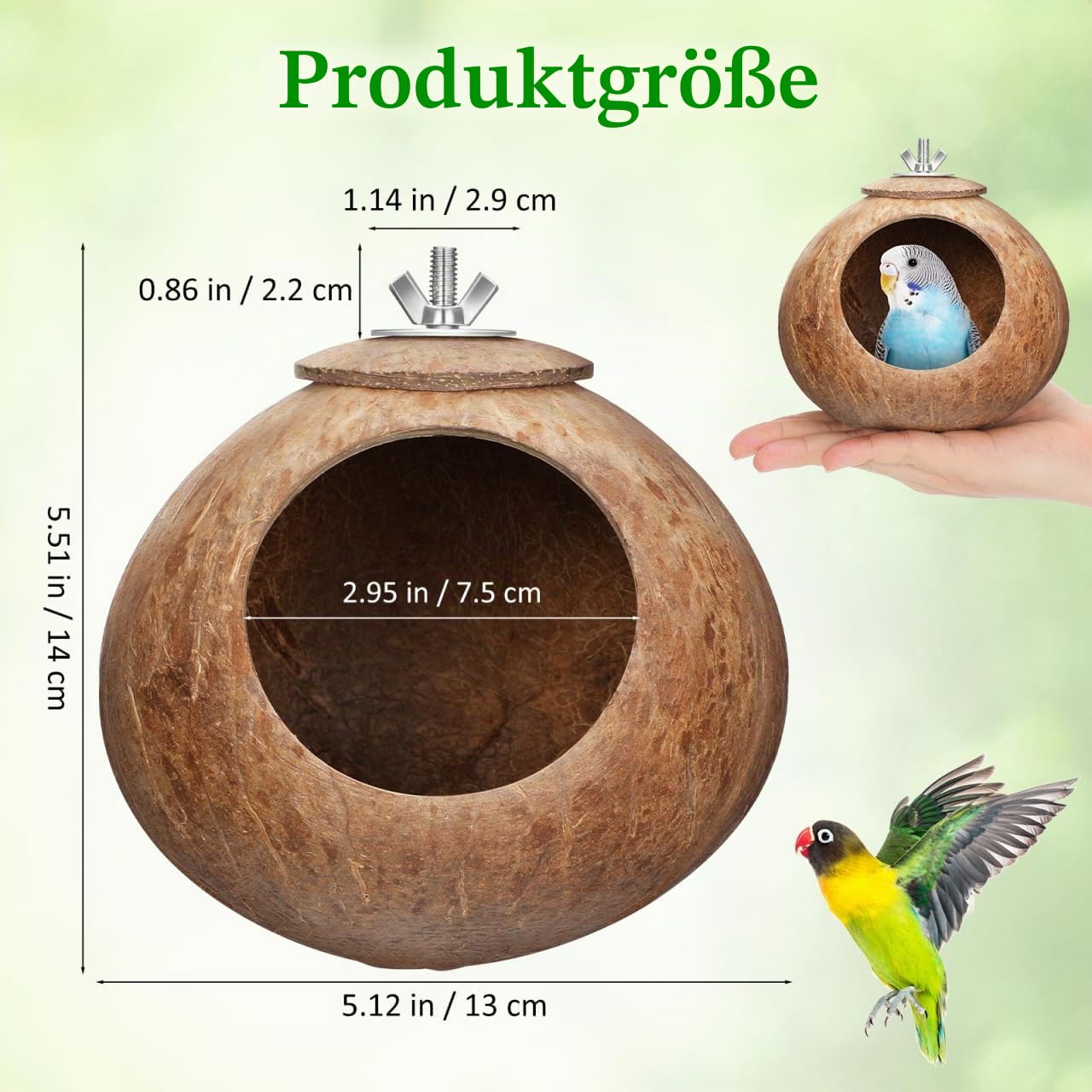 Popetop Nest für Vögel, Winter, warm, Vogelnest, Natur, Kokosnuss, Simulation, Nistkasten für Gras, Hütte, Vogel, Sittich, Nistkasten