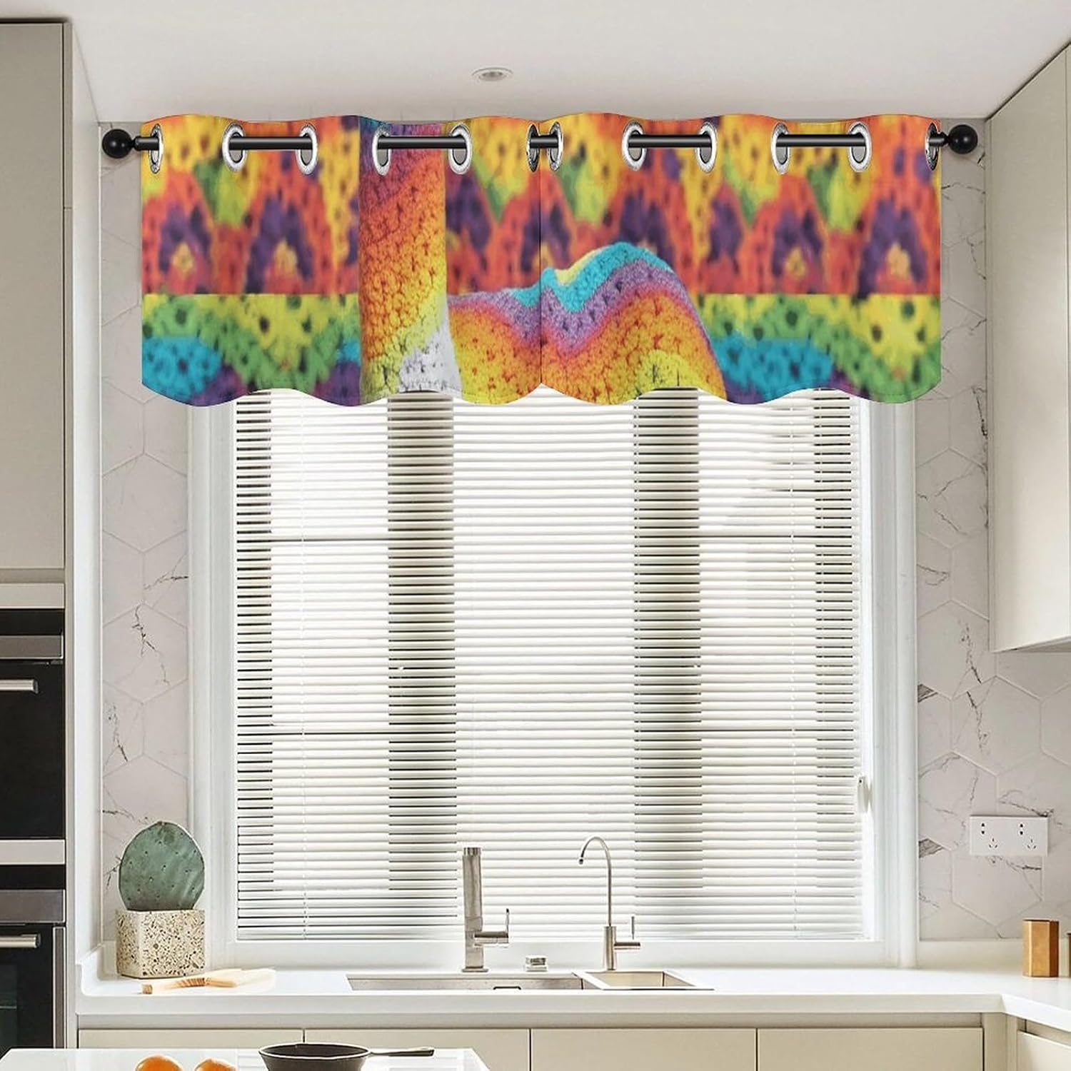 Rainbow Camel Pattern Valances for Window 2 Panels. Light Filtering Curtains Farmhouse Short Small Valance.Modern Curtains for Windows Living Room Kitchen Over Sink.