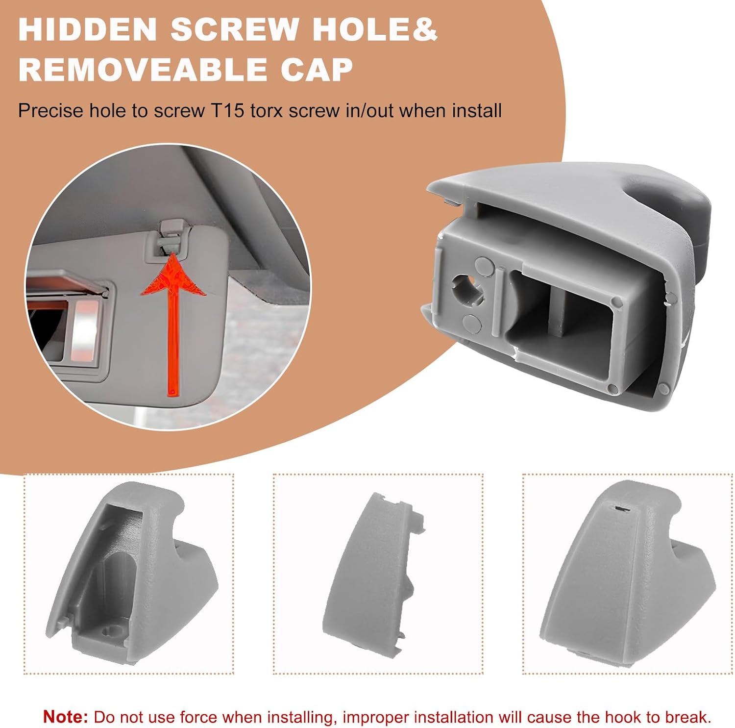 Wevdn 2 PCS Sun Visor Support Retainer Clip, 95994975 95994976 Sun Visor Hook Clip Bracket Replacement, Sunvisor Holder Hook for Cruze 2011-2016 Verano 2012-2017, Car Accessories (Gray)