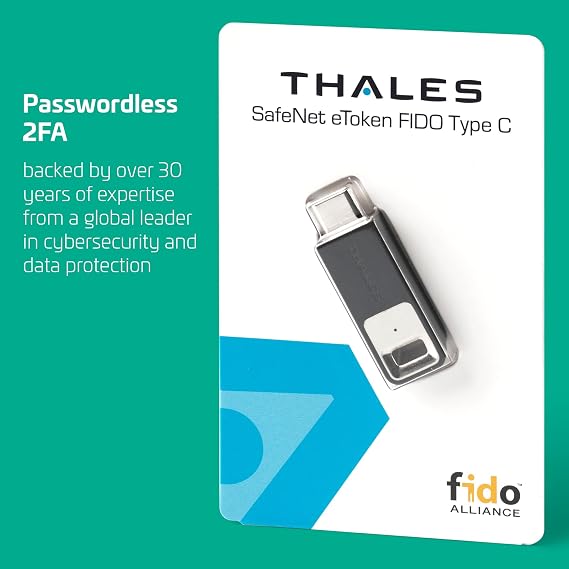Thales - SafeNet eToken FIDO - FIDO2 Certified Security Key - Passwordless Phishing-Resistant Authentication for Web Apps, Devices & Desktops - USB-C, Pack of 10