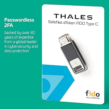 Thales - SafeNet eToken FIDO - FIDO2 Certified Security Key - Passwordless Phishing-Resistant Authentication for Web Apps, Devices & Desktops - USB-C, Pack of 10