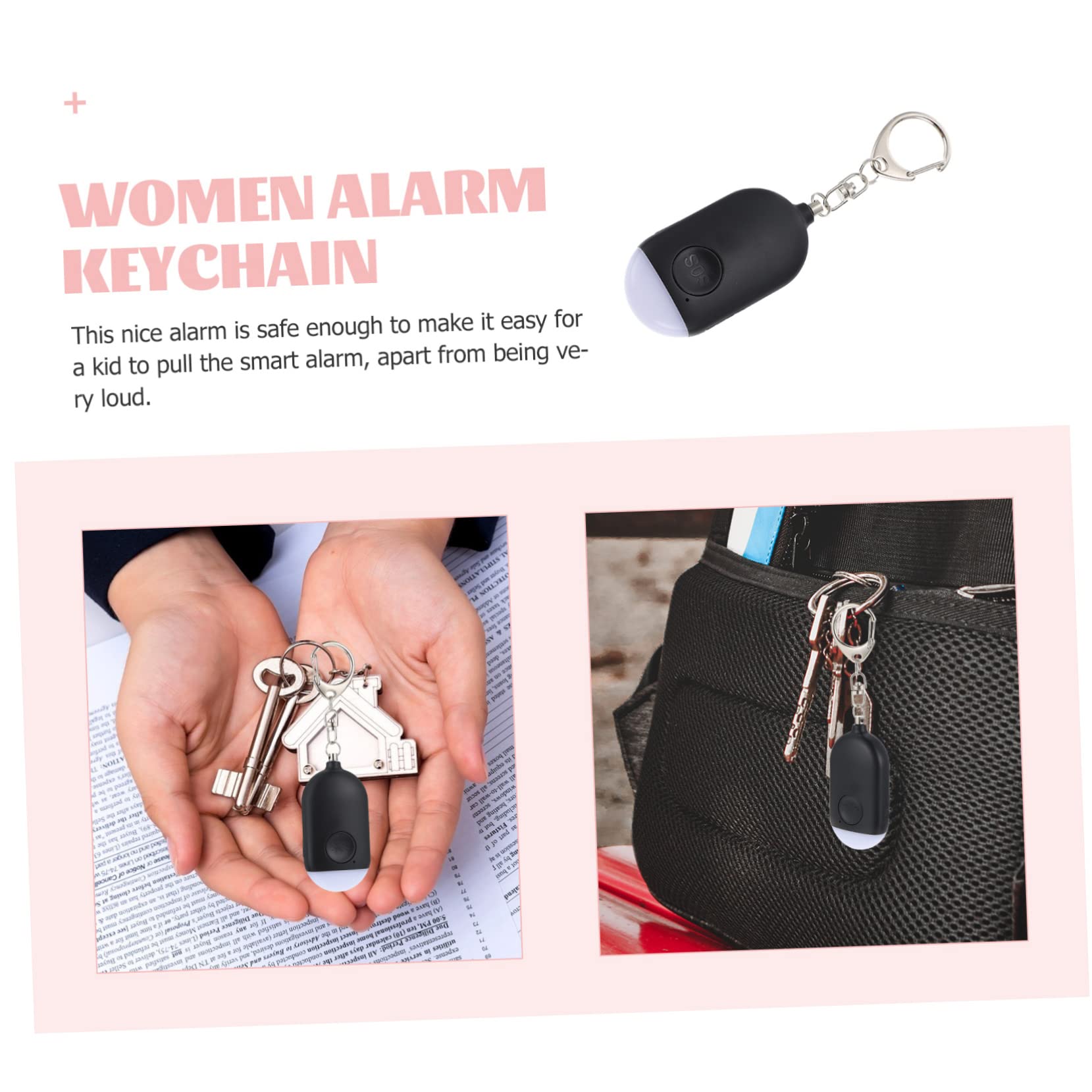 UKCOCO 3juegos Alarma Personal Portátil Recargable Linterna Led Llavero De Seguridad para Exteriores Dispositivo De Emergencia para Mujeres y Ancianos Antirrobo para Viajes y Actividades