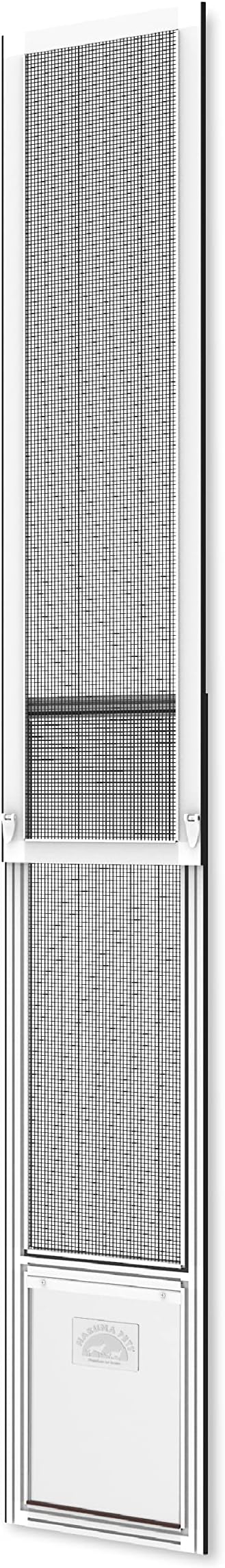 Hakuna Pets Patio Pet Door Screen Insert Panel for Sliding Doors, Fits Door Track Min Ht 63.78" to Max Ht 84.25", UV Resistant Mesh, Locking Magnetic Dog Door, Easy Install and Removal, Large, White