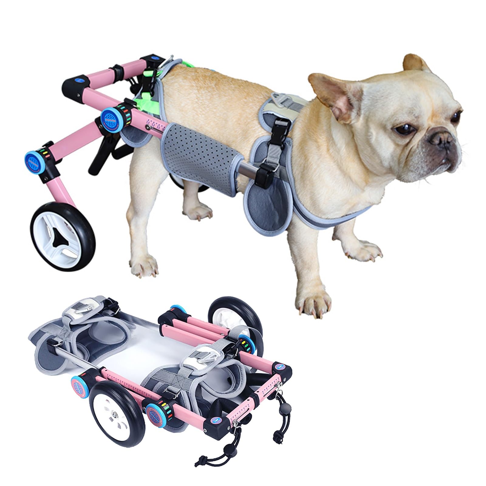 Fauteuil réglable pour chien avec chariot de soutien pattes arrière robuste