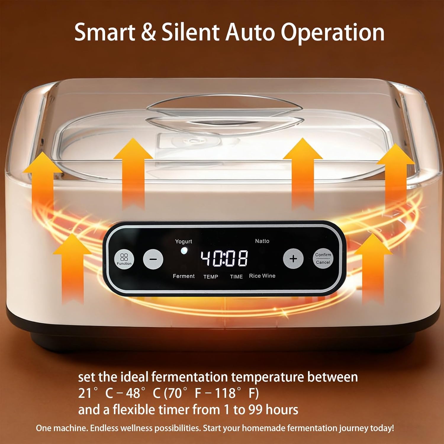 Yogurt Maker with, Real-Time Countdown, Temp & Timer Control (1-99h),Temp Control 21°C-48°C, 1.6L Stainless Steel Inner Pot + 9 Dishwasher-Safe Jars – Effortless Homemade Greek & Probiotic Yogurt