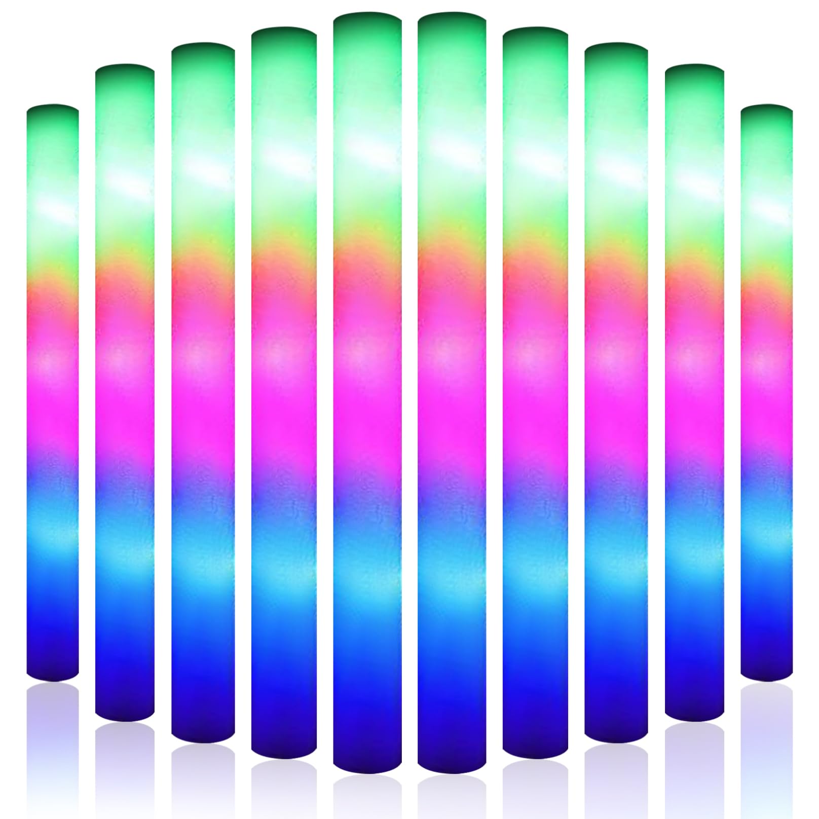 Sticks 10 Uds. Palos iluminados de espuma, 3 modos, luz LED intermitente colorida que brilla en la oscuridad, recuerdos de fiesta para eventos, fiestas, bodas, conciertos.