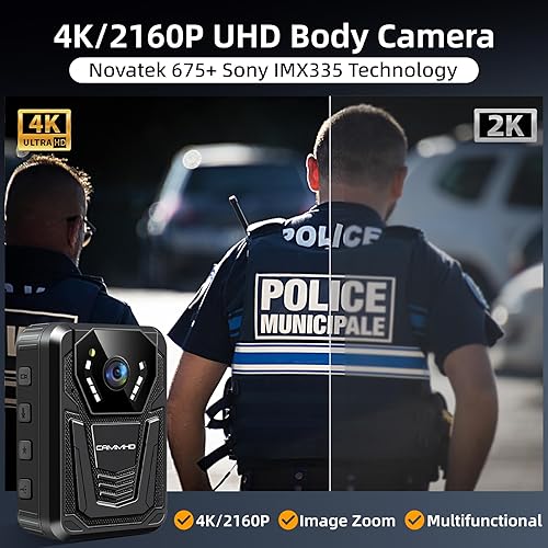 Miniatura 2 de CAMMHD Cámara Corporal F6 de 512GB 4K, Funciona 12-14 Horas y Visión Nocturna Ultra, Cámaras Corporales Impermeables con Grabación de Audio y Video