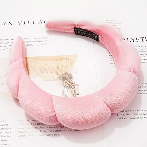 Miniatura 4 de Ayesha Diadema de spa y 8 bandas elásticas para niñas, diadema de esponja para lavar la cara, banda suave de burbujas para el cabello, diademas de