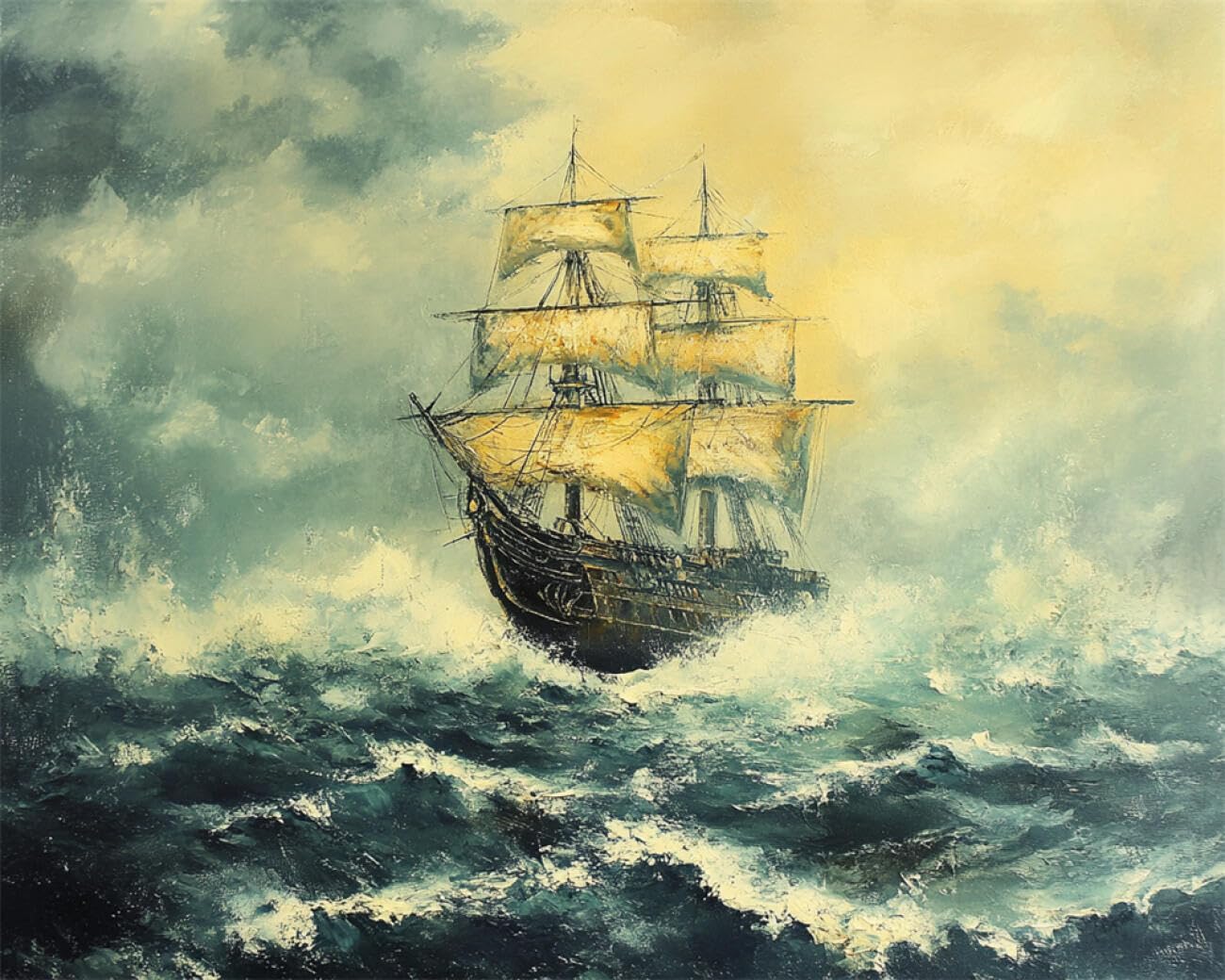 RKFLGEW DIY Seed Bead Embroidery Kits Sailboat Oil Painting 30x40cm
