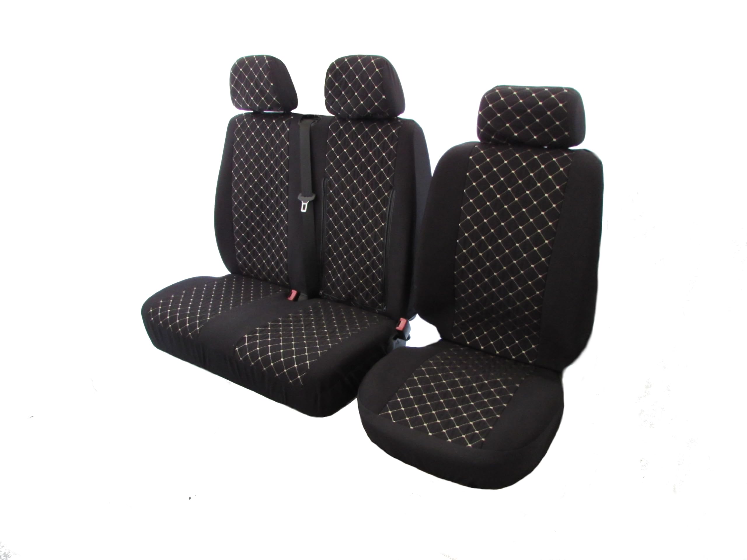 2 + 1 fundas de asiento diseñadas para adaptarse a Mercedes Sprinter Volkswagen Crafter 2006-2018 terciopelo gris LHD