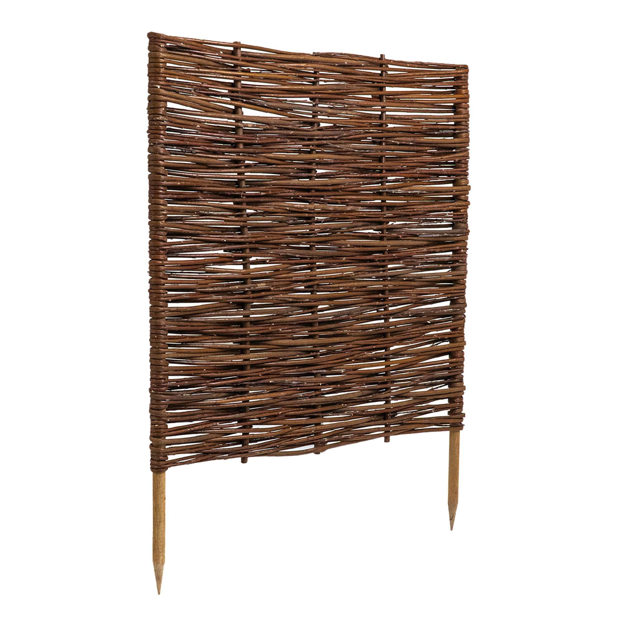 1 x BOGATECO Beeteinfassung aus Weide | 60 cm Lang & 60 cm Hoch | Holz-Zaun Rasenkante | Weiden-Zaun Steckzaun Perfekt für den Garten als Weg-Abgrenzung | Beetumrandungen | Dekorative Zäune
