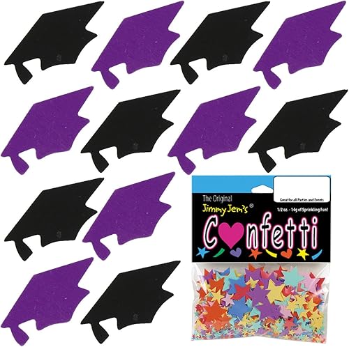 Confeti Grad Cap Negro, Púrpura Combo - 2 bolsas de media onza (1 oz) (84008412)