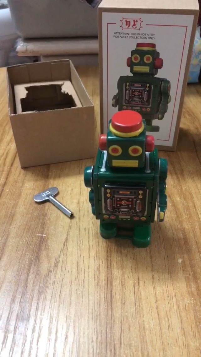 Robot Horloge Jouet Vintage En Étain MS519 – Décoration Rétro Mécanique, Cadeau Nostalgique Adulte (Vert)