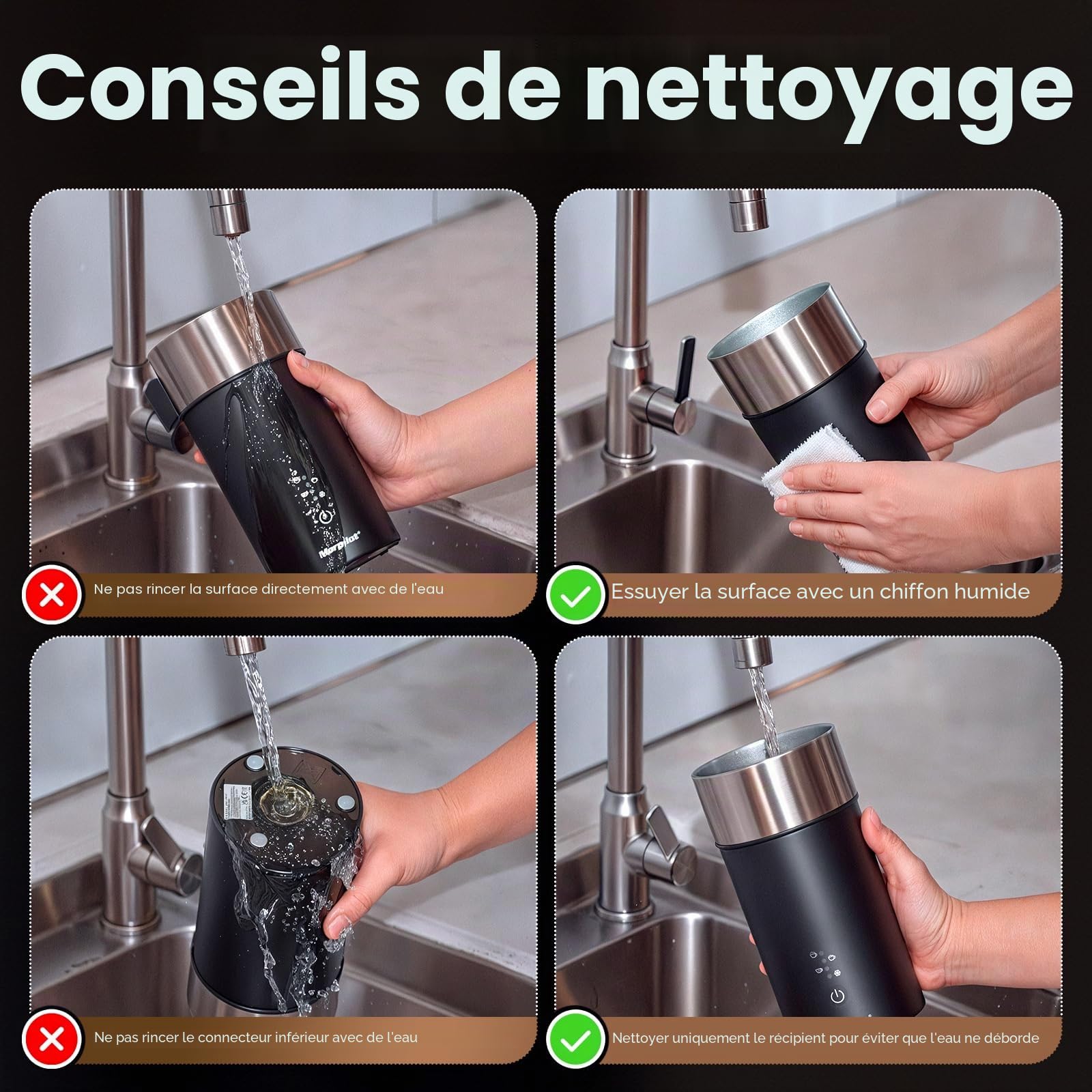 Morpilot Mousseur à Lait Electrique 4 EN 1, 80-240ml 400W Emulsionneur à Lait pour Mousse Chaude et Froide, Chauffe-lait avec Revêtement Antiadhésif en Acier Inox pour Macchiato Cappuccino Latte