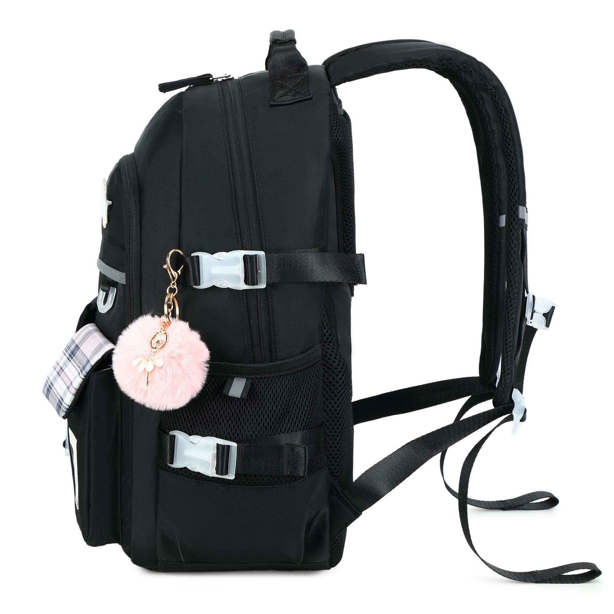 Backpack for Girls, 15.6 Inch Laptop School Bag Kids Kindergarten Elementary College Backpacks Large Bookbags for Teen Girl Women Students Casual Travel Daypacks (Black)