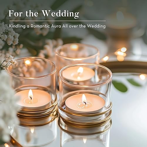 Miniatura 6 de Ashlux Paquete de 50 velas de té 4-5 horas de combustión, velas pequeñas sin humo sin perfume Velas pequeñas de té pequeñas a granel para bodas,