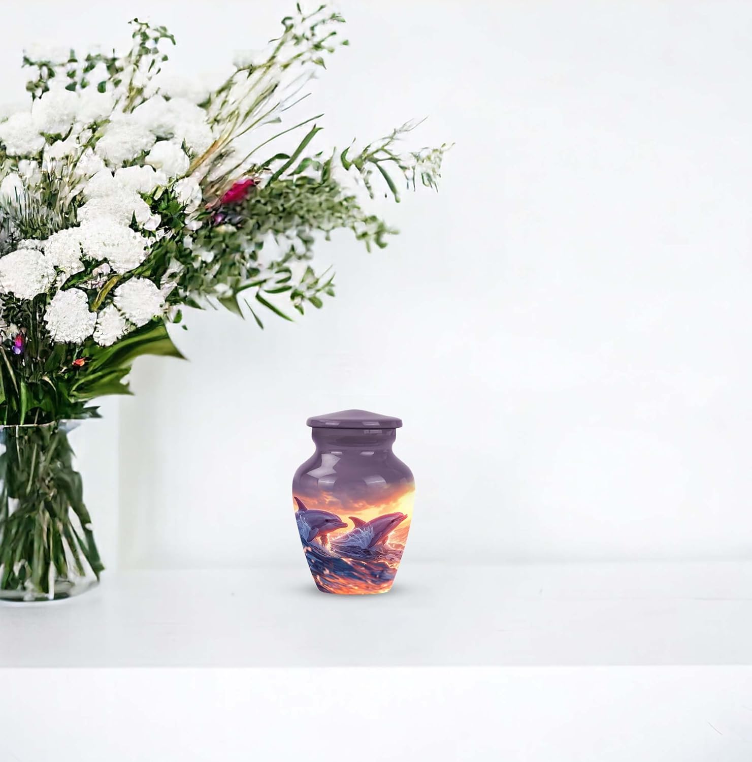 Dolphin Urn for Ashes for Women - Cremation Keepsakes for Ashes - Mini Urn Sets - Urns for Women Human Ashes - 3 Inch Urns for Human Ashes Keepsake - Funeral Ashes Urn (Size - 3inch,1pcs)