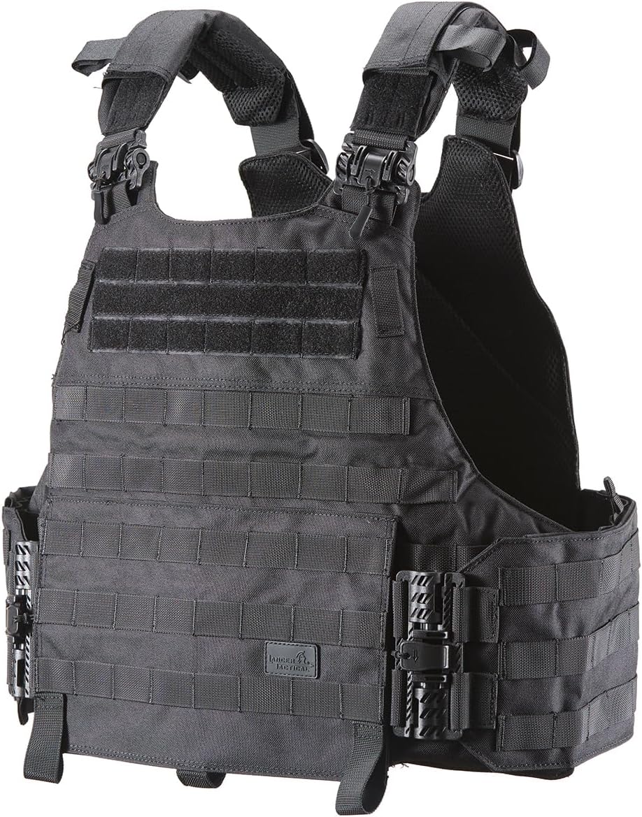 Lancer Tactical Quick Release Lightweight Airsoft Tactical Vest, 1000D Nylon MOLLE w Padded Adjustable Shoulder Straps