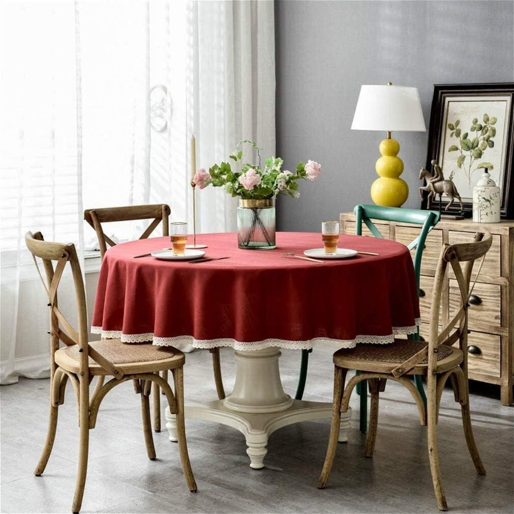Round tablecloths,Solid Color Cotton and Linen Lace Round Table Cloth