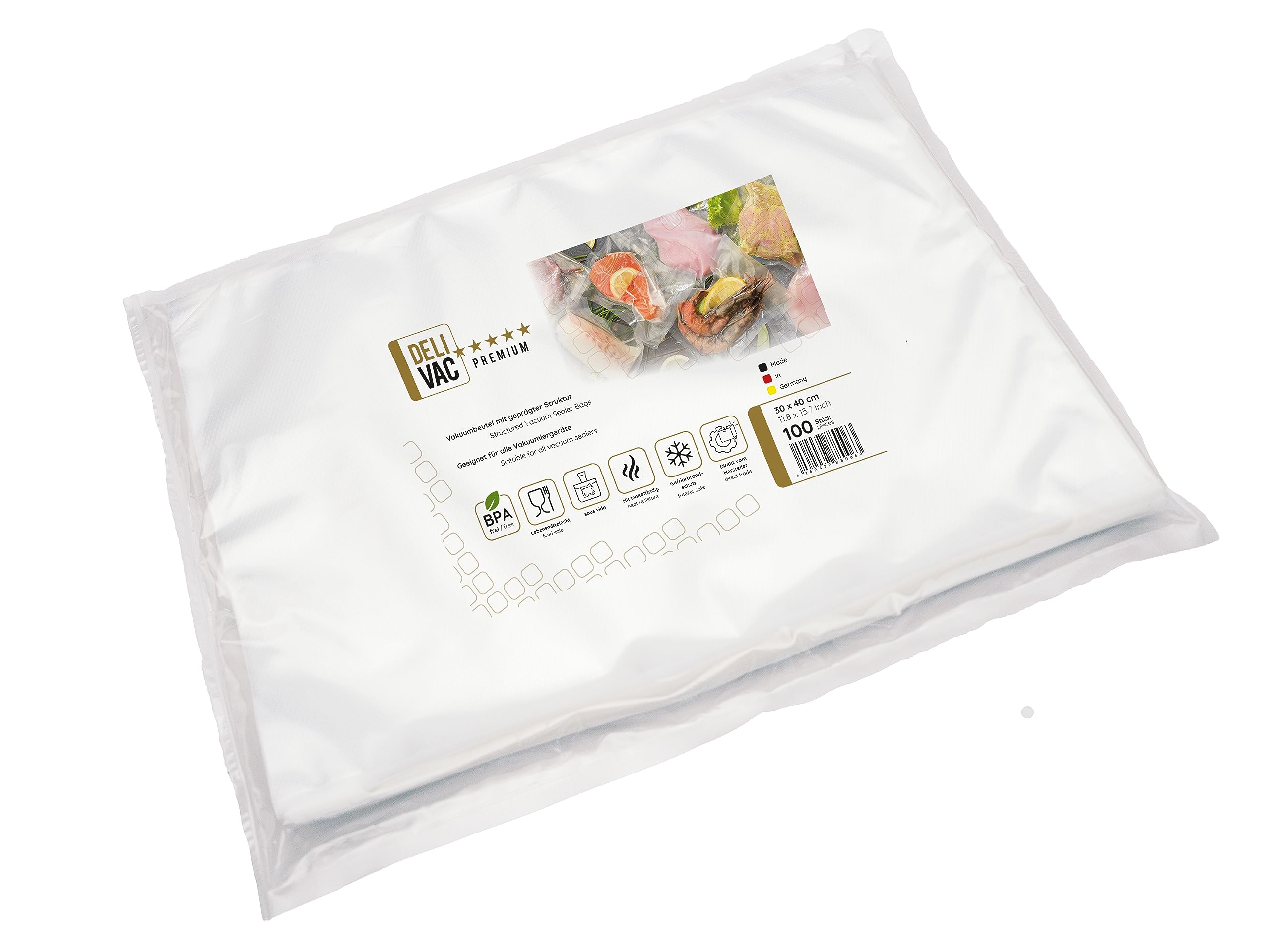 Lot de 100 sacs sous vide - 30 x 40 cm - Pour toutes les machines à emballer sous vide - En relief - Sous vide