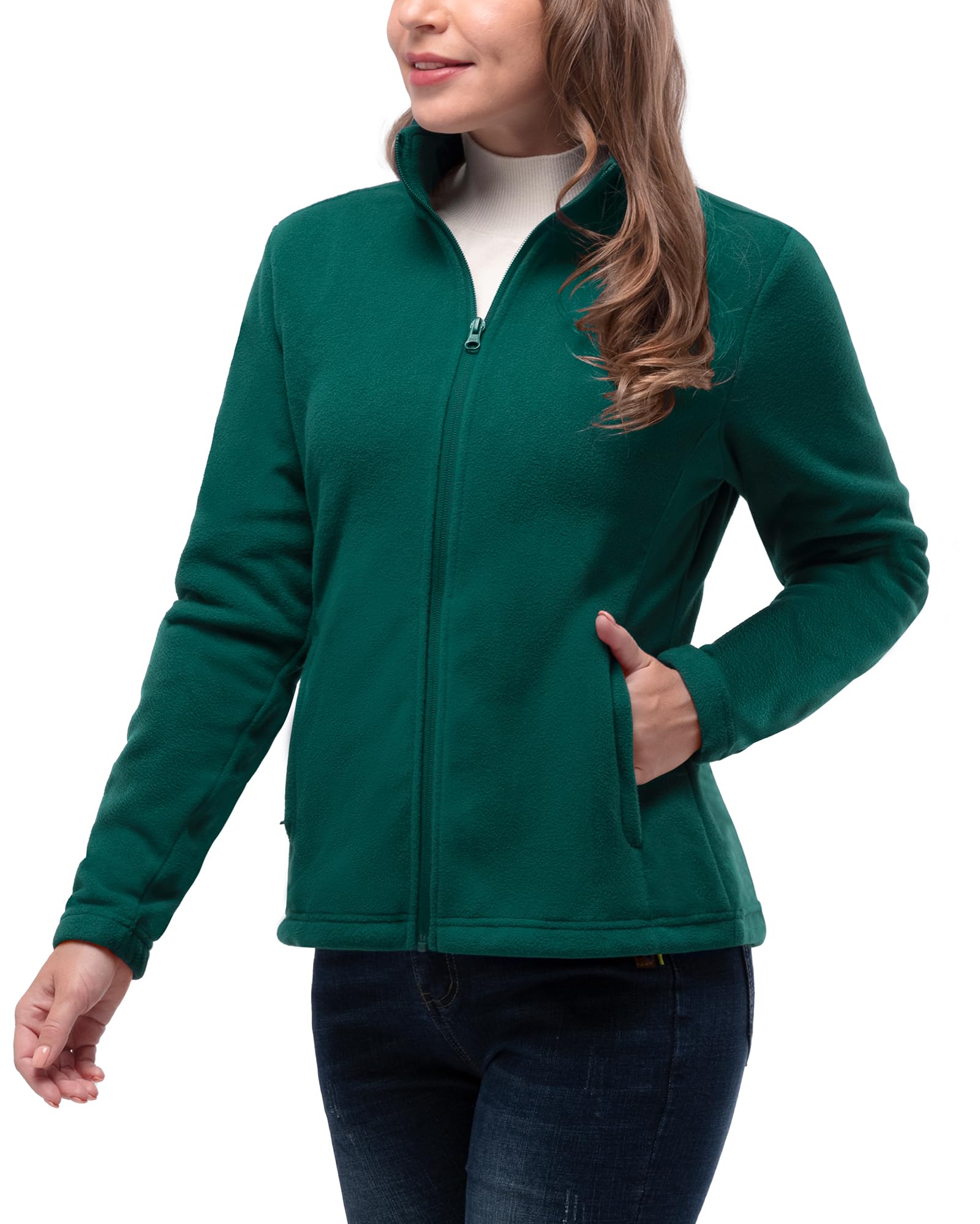33,000ftWomens Fleece Jackets Ladies Lightweight Warm Full Zip Coat  Breathable Microfleece Ladies Sweater Casual Long Sleeve, Ideal for  Travelling