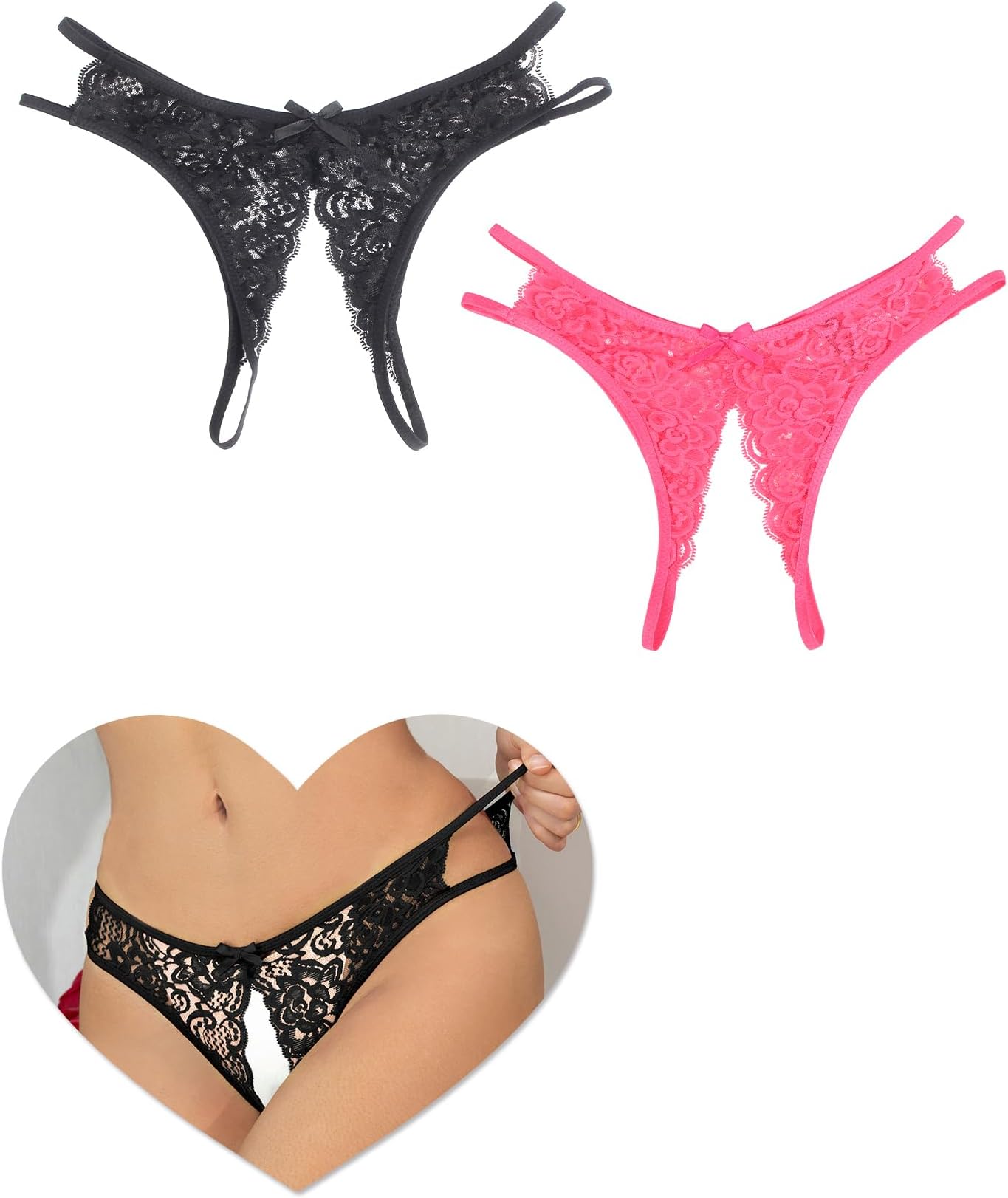 Womens Stretchy Lace Knickers Sexy Lingerie Side Hollow Out Hipster Panties Bow Tie Bikini Briefs