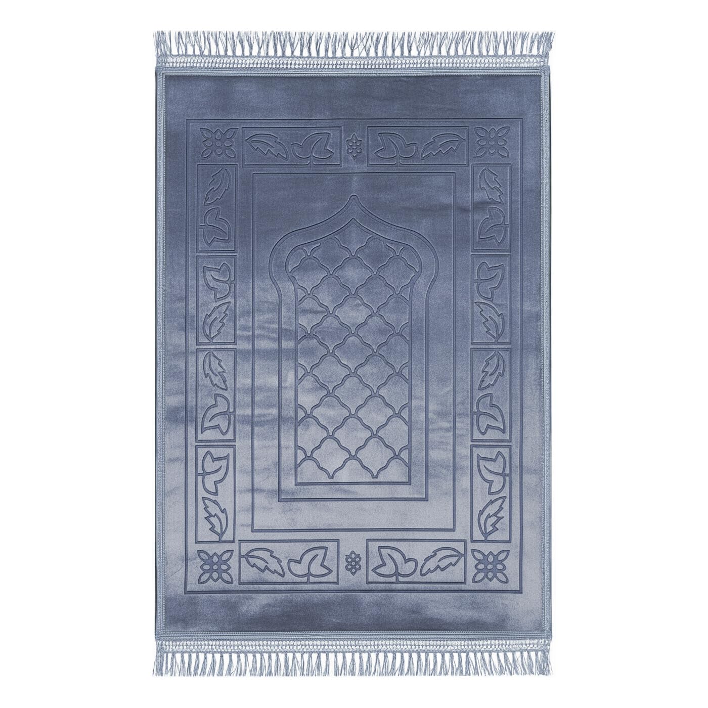 Fabienne Islamic Prayer Mat 70x110cm Printed Anti-Slip Velvet Top Muslim Prayer Rug Musalla for Men Women Kids Eid Gift Ramadan Soft Carpet (Ash Grey)