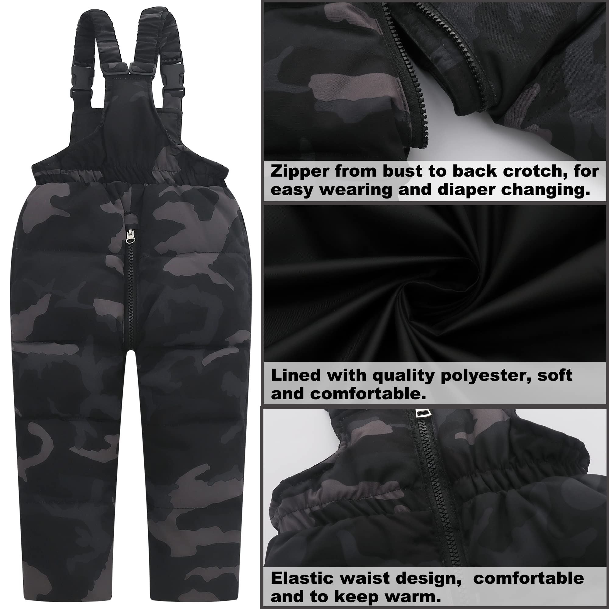 Fewlby Bambino Tuta da Sci - Piumino con Cappuccio + Pantaloni da Sci, 2 Pezzi Tuta da Neve per Bambino Completo da Neve Caldo Invernale Salopette e Giacca