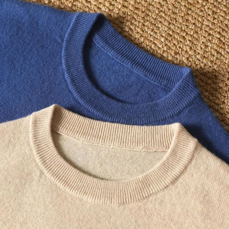 Men's O-Neck Pullover Solid Color Loose Casual Sweater Spring Autumn Knitwear4