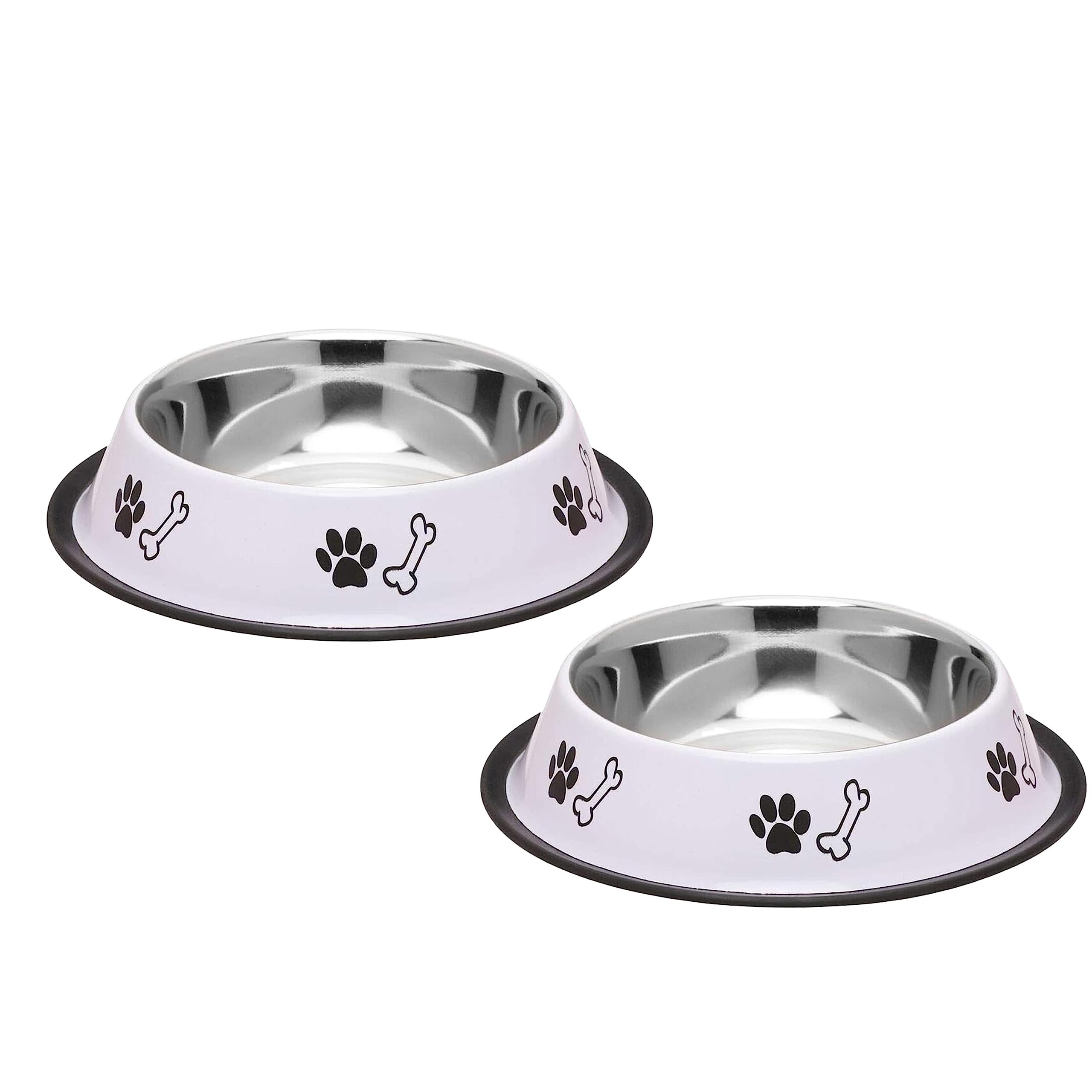Foodie Puppies Stainless Steel Paw Bone Printed Bowl for Dogs, Cats & Any Pets - 450ml, Small (Pack of 2, Royal White) I Non-Skid Rubber Bottom Food/Water Bowl I Non-Toxic & 100% Safe for Pets (B0C7CM5CGT) Amazon Price History, Amazon Price Tracker