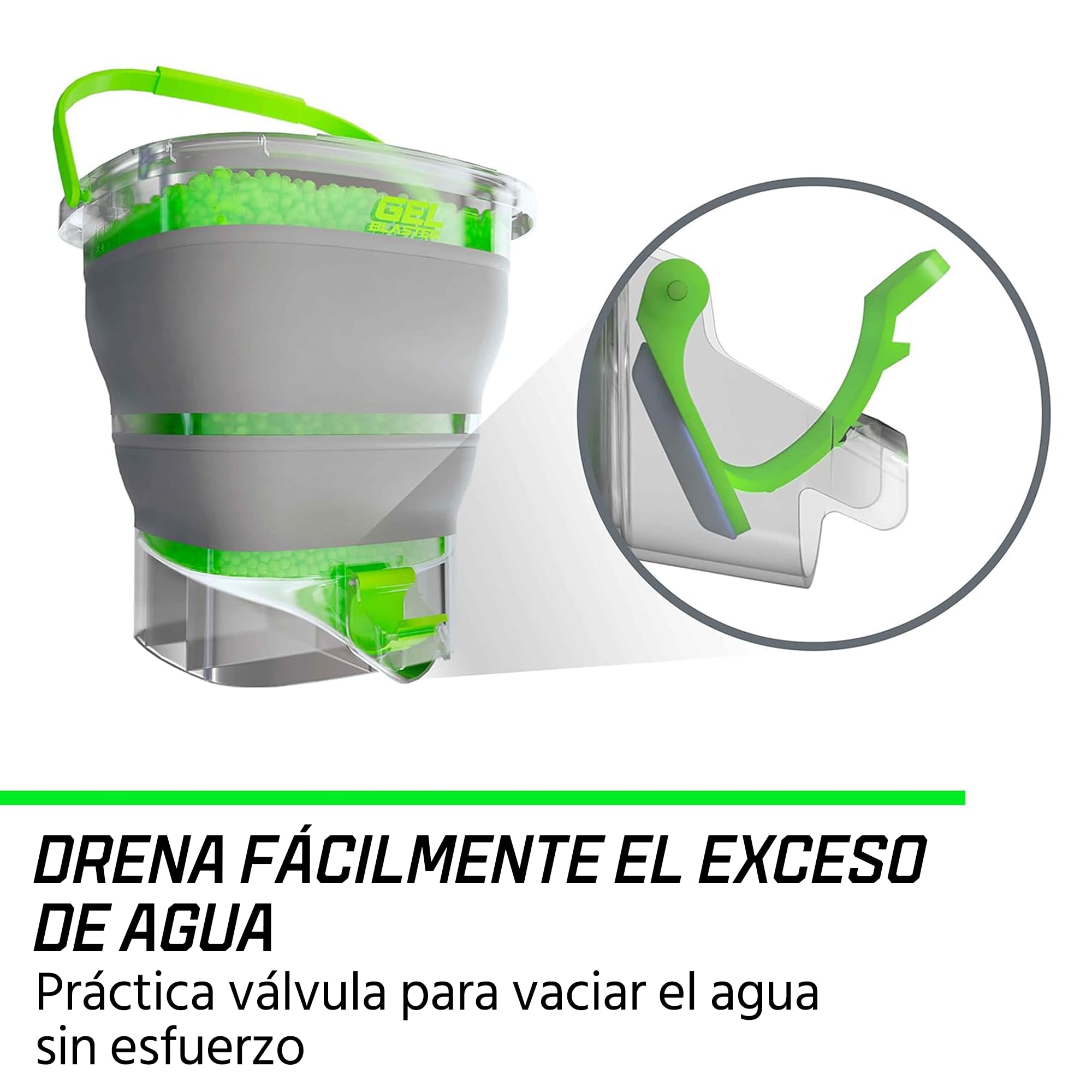 Gel Blaster Gellet Depot: contenedor de munición Plegable, Boquilla de Carga rápida y Filtro Integrado, hidrata y almacena más de 10 000 Gellets, Accesorio Gel Blaster. para Mayores de 14 años