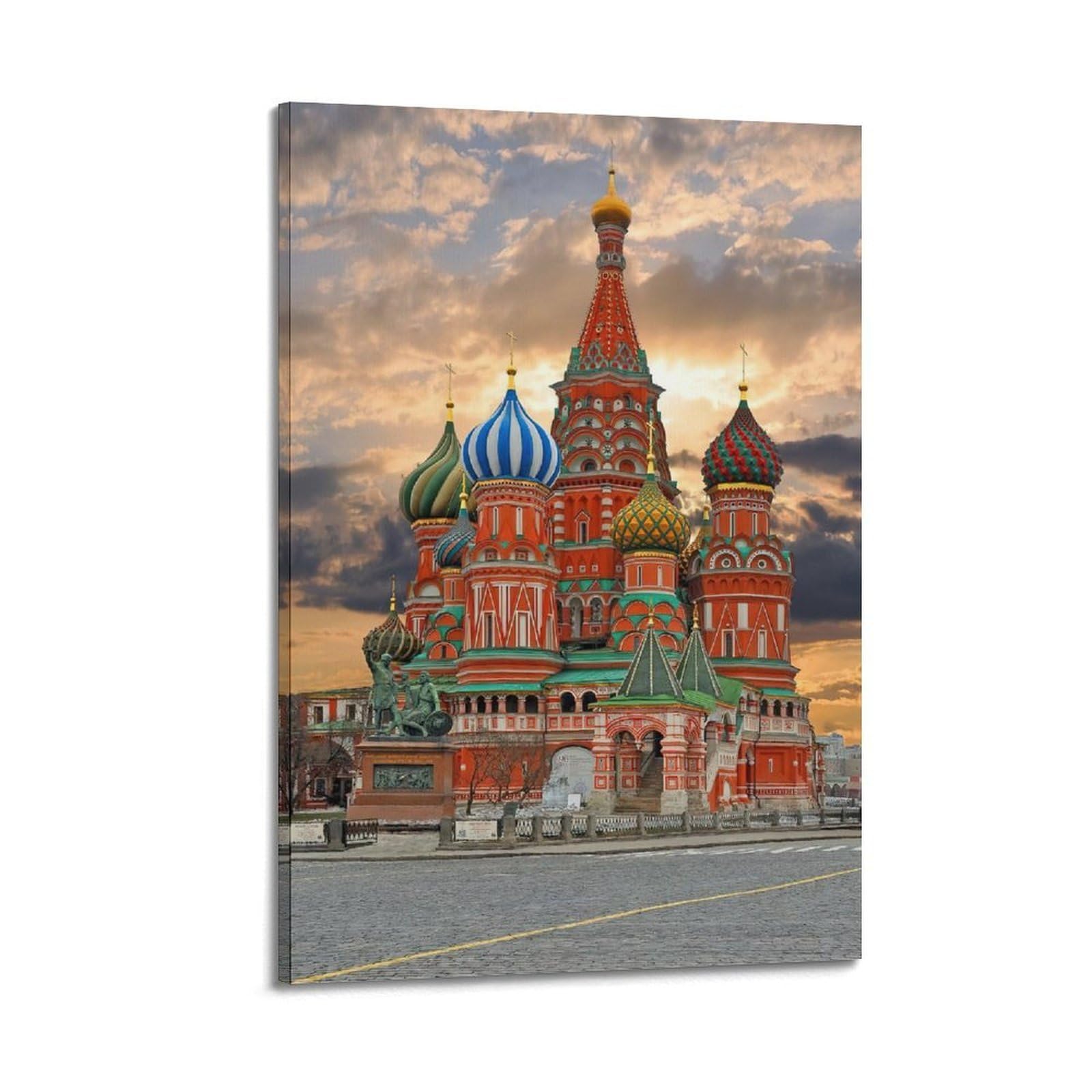 Dboorytio Frame-Style Religion Russian Orthodox Vintage Saint Basil's Cathedral Architecture Decorative Painting Canvas Wall Posters And Modern Family Bedroom Decor 12X18inch(30X45cm)
